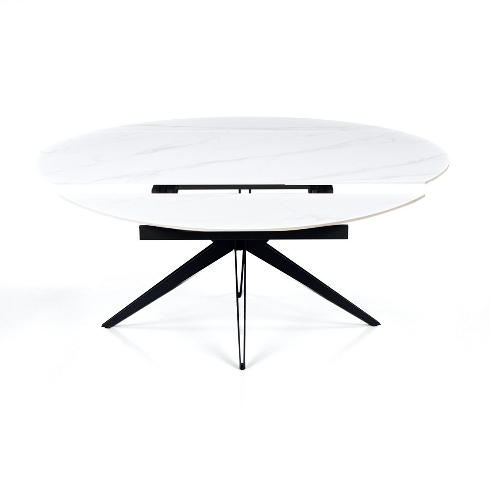 Tavolo allungabile IDA MARMO BIANCO metallo Grigio opaco piano ceramica marmo Bianco opaco H76 P90/125/160 L160