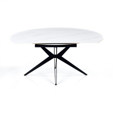 Tavolo allungabile IDA MARMO BIANCO metallo Grigio opaco piano ceramica marmo Bianco opaco H76 P90/125/160 L160