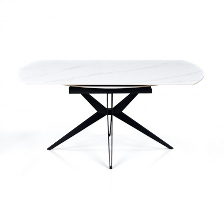 Tavolo allungabile IDA MARMO BIANCO metallo Grigio opaco piano ceramica marmo Bianco opaco H76 P90/125/160 L160