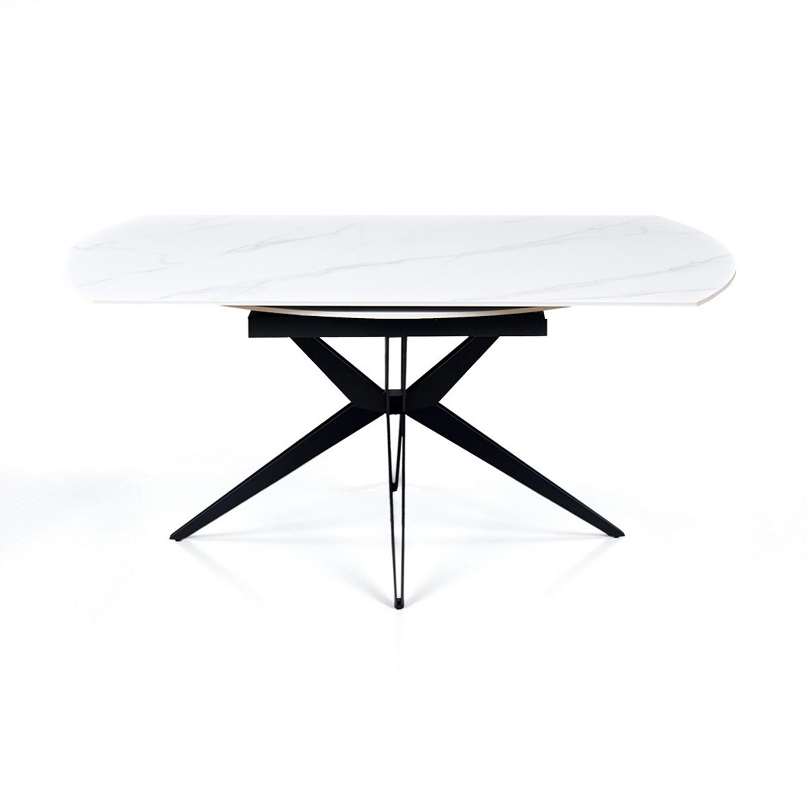 Tavolo allungabile IDA MARMO BIANCO metallo Grigio opaco piano ceramica marmo Bianco opaco H76 P90/125/160 L160
