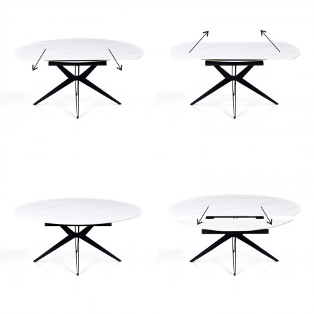 Tavolo allungabile IDA MARMO BIANCO metallo Grigio opaco piano ceramica marmo Bianco opaco H76 P90/125/160 L160