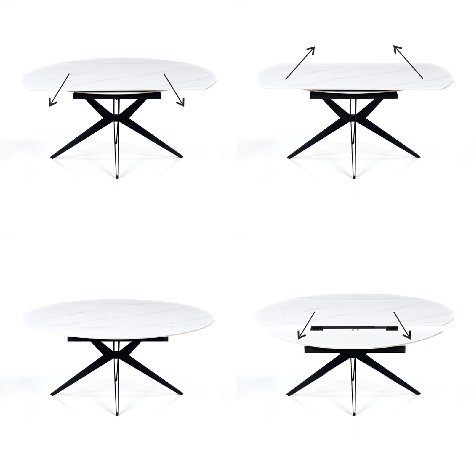 Tavolo allungabile IDA MARMO BIANCO metallo Grigio opaco piano ceramica marmo Bianco opaco H76 P90/125/160 L160