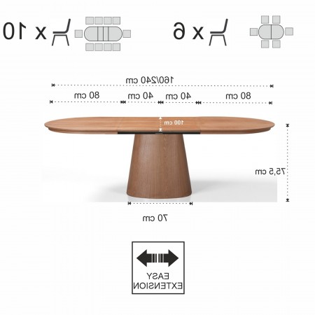 Tavolo allungabile LUKAS ROVERE MDF impiallacciato Rovere H75,5 P100 L160/200/240 cm