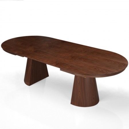 Tavolo allungabile GEORGE NOCE piano MDF impiallacciato Noce gamba centrale MDF Noce H76 P110 L150/200/250