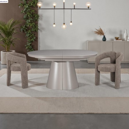Tavolo allungabile GEORGE TORTORA piano MDF laccato Tortora opaco gamba centrale MDF Tortora opaco H76 P110 L150/200/250
