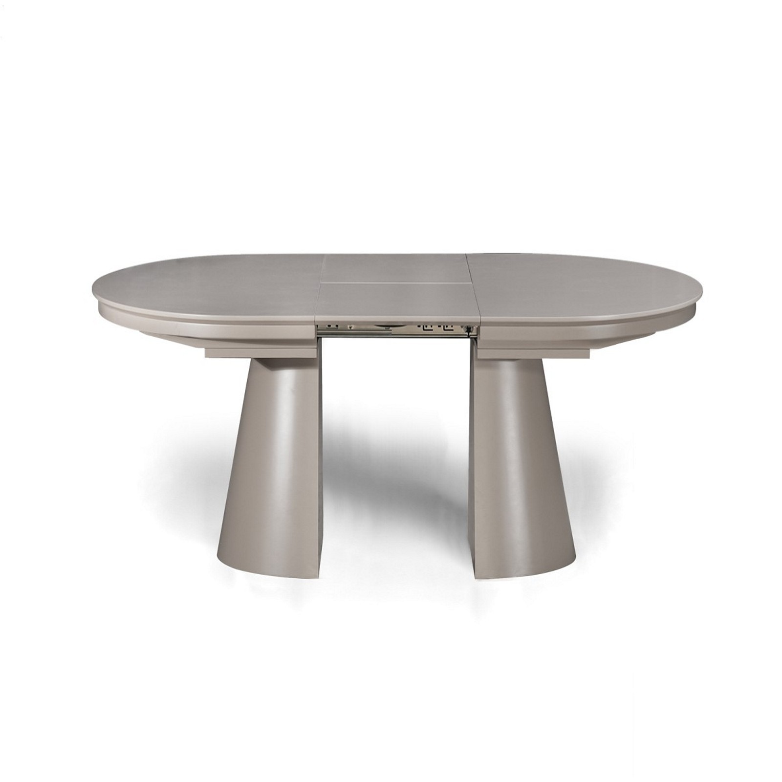 Tavolo allungabile GEORGE TORTORA piano MDF laccato Tortora opaco gamba centrale MDF Tortora opaco H76 P110 L150/200/250