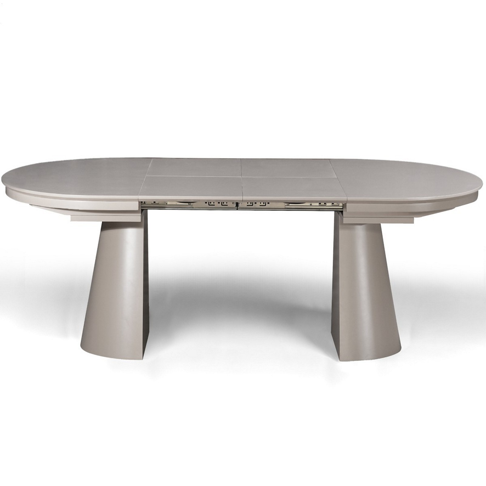 Tavolo allungabile GEORGE TORTORA piano MDF laccato Tortora opaco gamba centrale MDF Tortora opaco H76 P110 L150/200/250