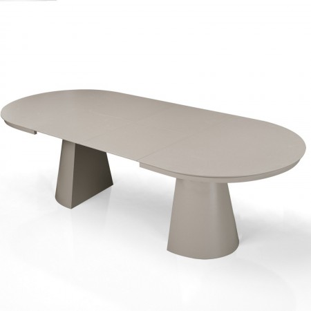 Tavolo allungabile GEORGE TORTORA piano MDF laccato Tortora opaco gamba centrale MDF Tortora opaco H76 P110 L150/200/250