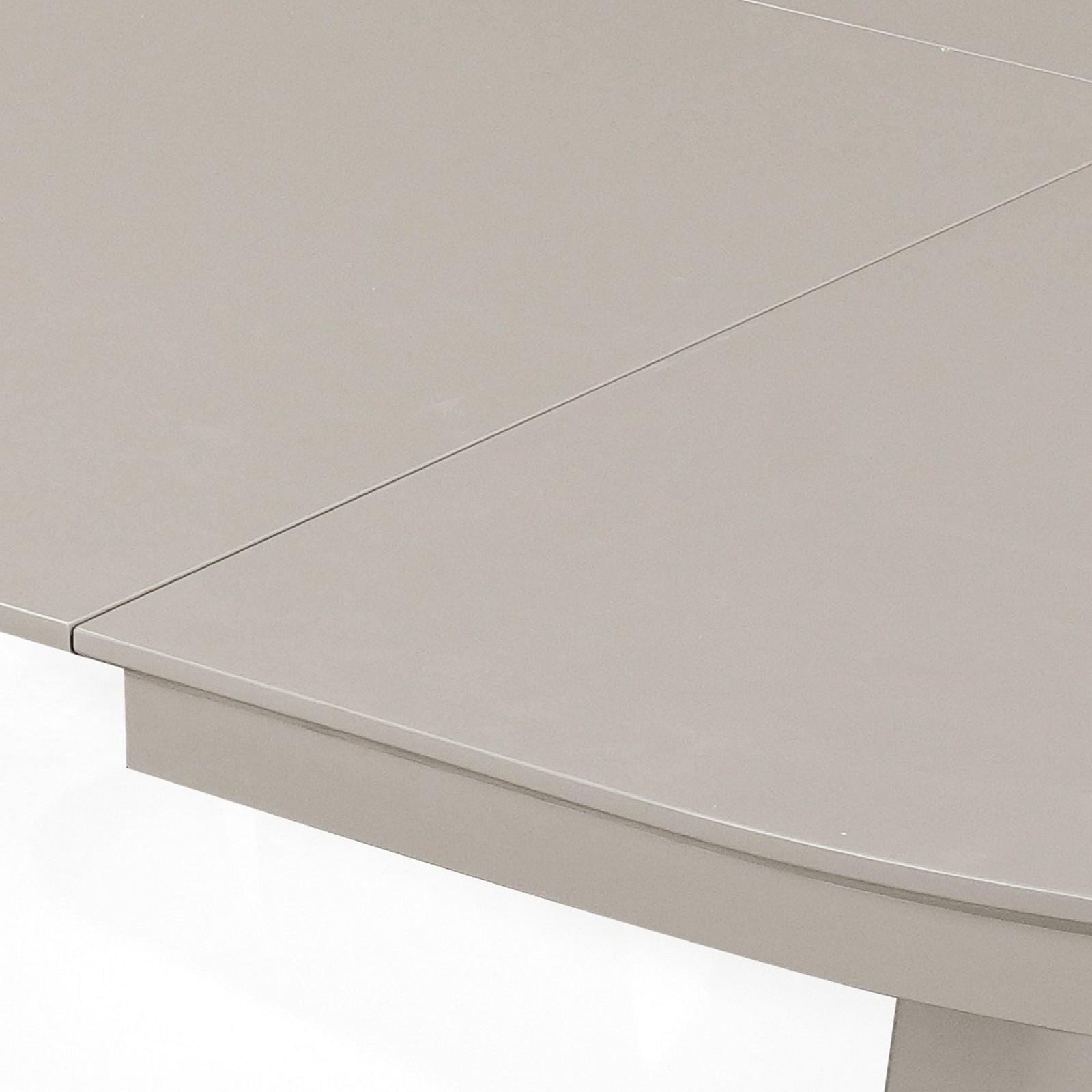 Tavolo allungabile GEORGE TORTORA piano MDF laccato Tortora opaco gamba centrale MDF Tortora opaco H76 P110 L150/200/250