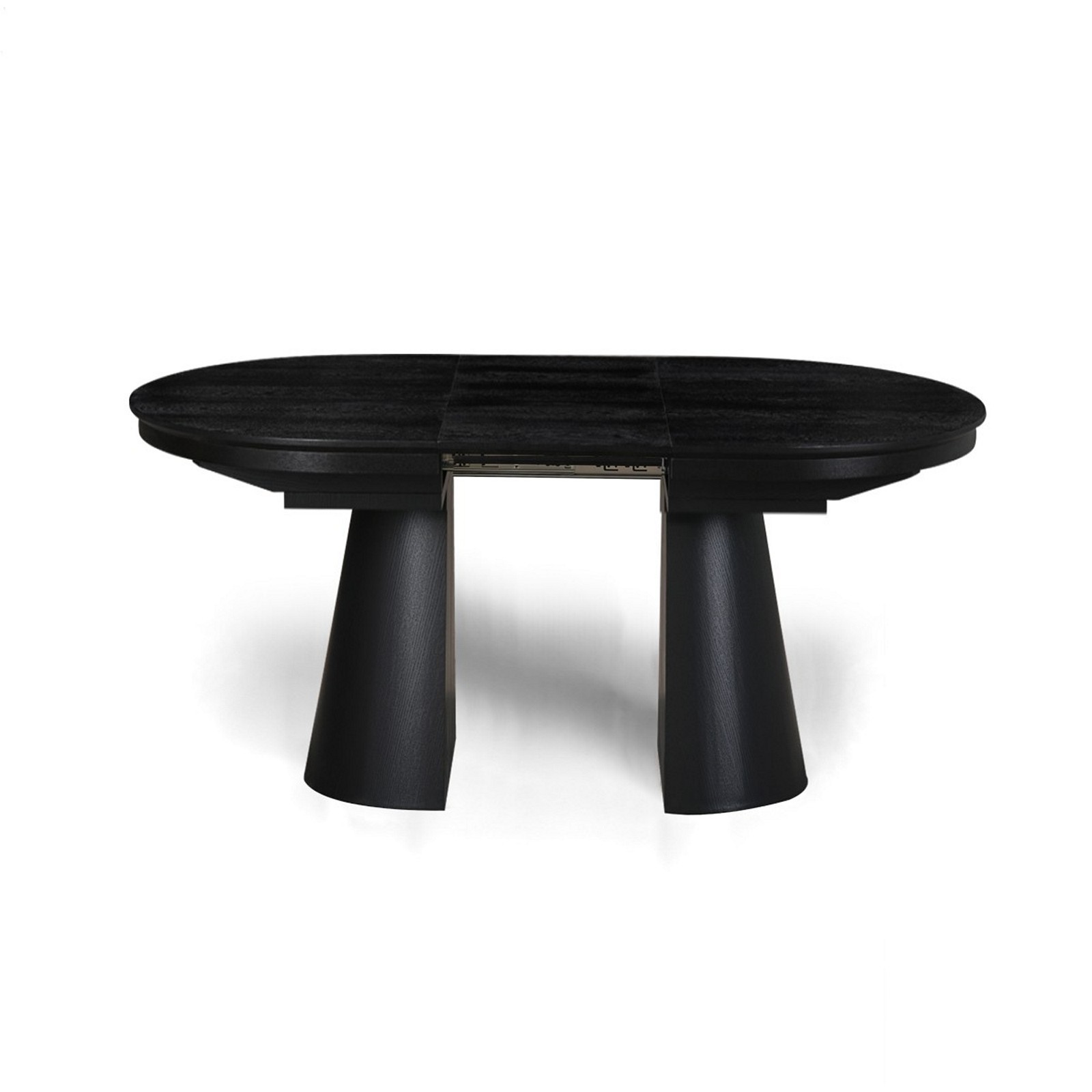 Tavolo allungabile GEORGE LEGNO NERO piano MDF impiallacciato legno Nero gamba centrale MDF legno Nero H76 P110 L150/200/250