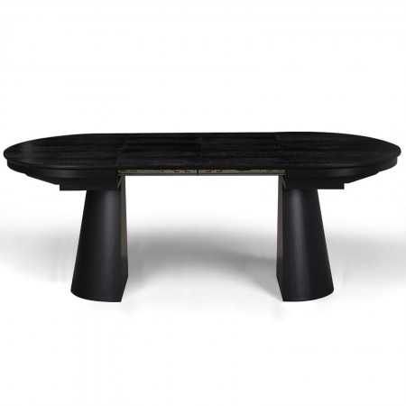 Tavolo allungabile GEORGE LEGNO NERO piano MDF impiallacciato legno Nero gamba centrale MDF legno Nero H76 P110 L150/200/250