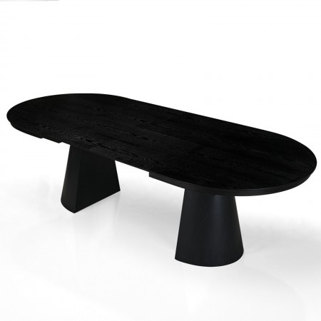 Tavolo allungabile GEORGE LEGNO NERO piano MDF impiallacciato legno Nero gamba centrale MDF legno Nero H76 P110 L150/200/250