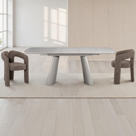 Tavolo allungabile PAUL TORTORA piano MDF laccato Tortora opaco gambe MDF Tortora opaco H76 P90 L160/200