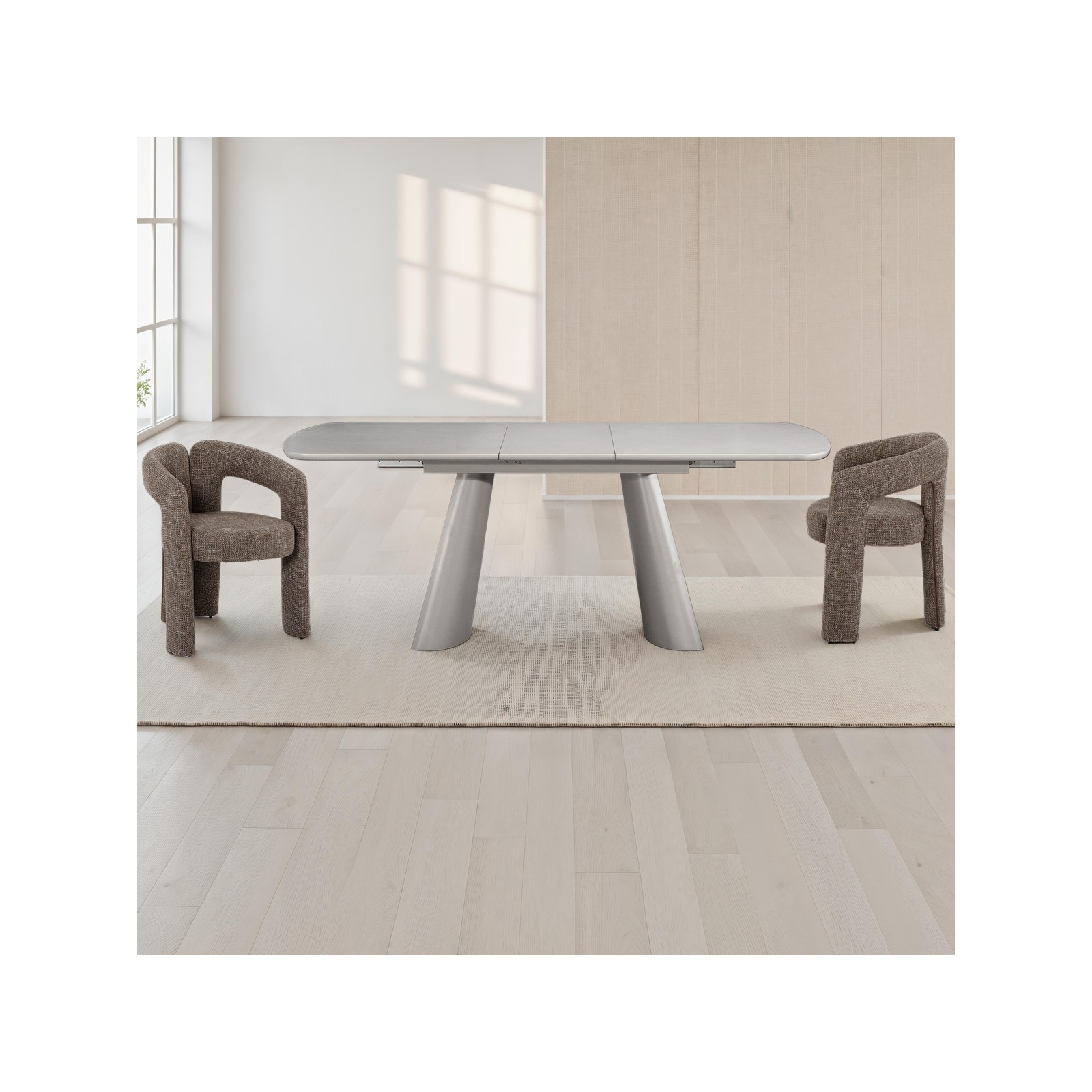 Tavolo allungabile PAUL TORTORA piano MDF laccato Tortora opaco gambe MDF Tortora opaco H76 P90 L160/200