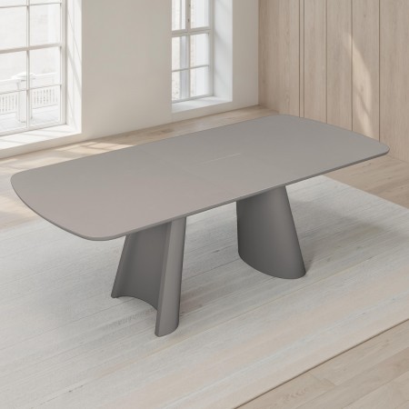 Tavolo allungabile PAUL TORTORA piano MDF laccato Tortora opaco gambe MDF Tortora opaco H76 P90 L160/200