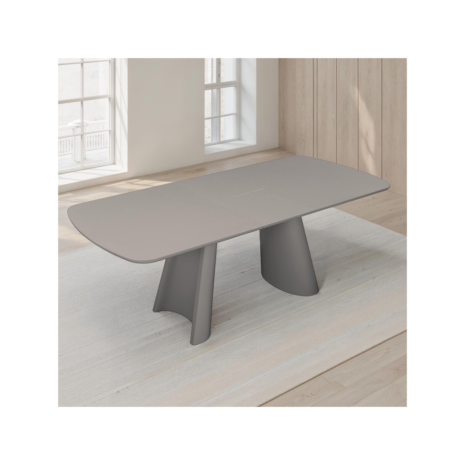 Tavolo allungabile PAUL TORTORA piano MDF laccato Tortora opaco gambe MDF Tortora opaco H76 P90 L160/200