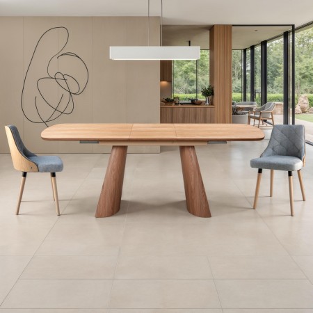 Tavolo allungabile PAUL ROVERE piano MDF impiallacciato Rovere gambe MDF Rovere H76 P90 L160/200