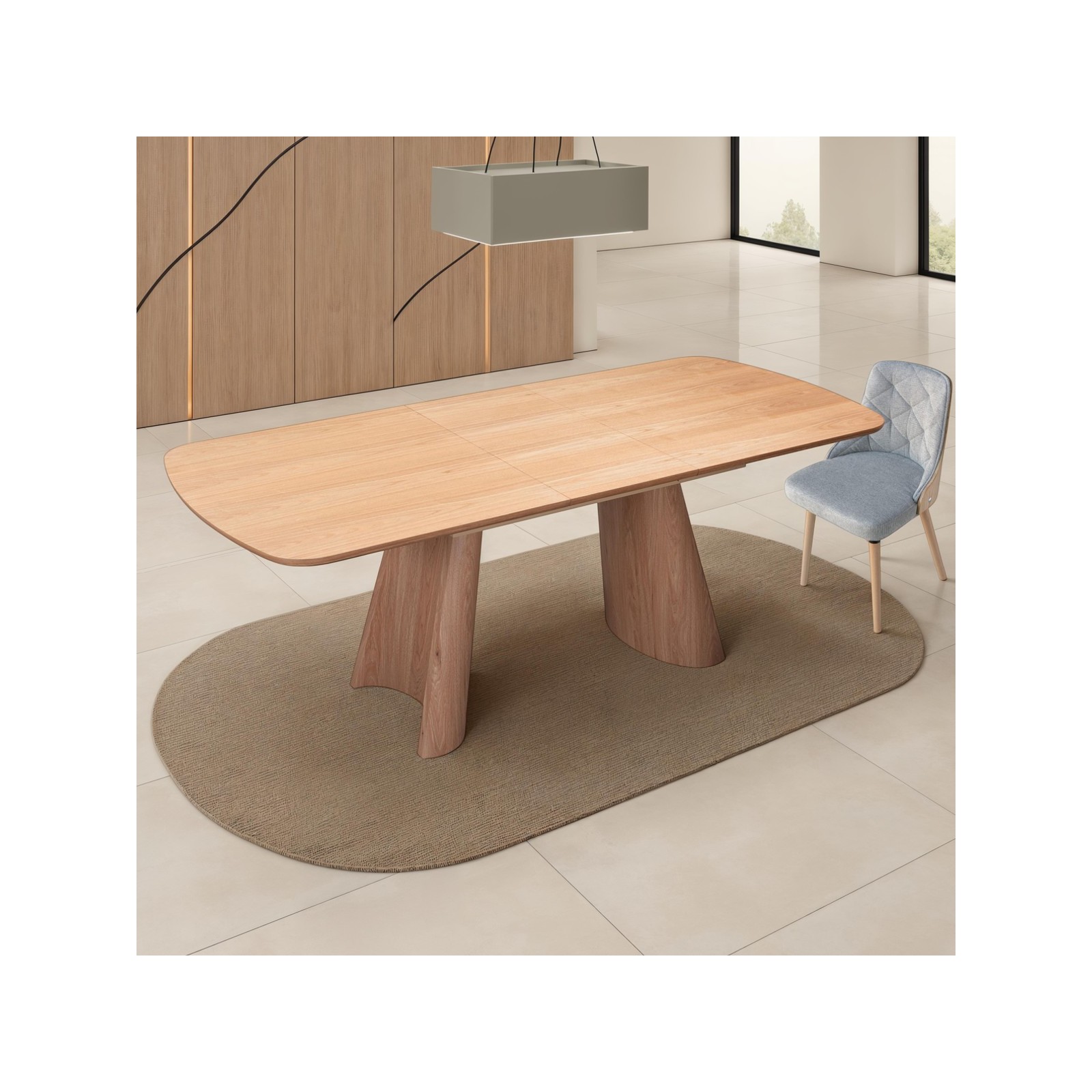 Tavolo allungabile PAUL ROVERE piano MDF impiallacciato Rovere gambe MDF Rovere H76 P90 L160/200