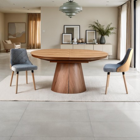 Tavolo allungabile GEORGE ROVERE piano MDF impiallacciato Rovere gamba centrale MDF Rovere H76 P110 L150/200/250