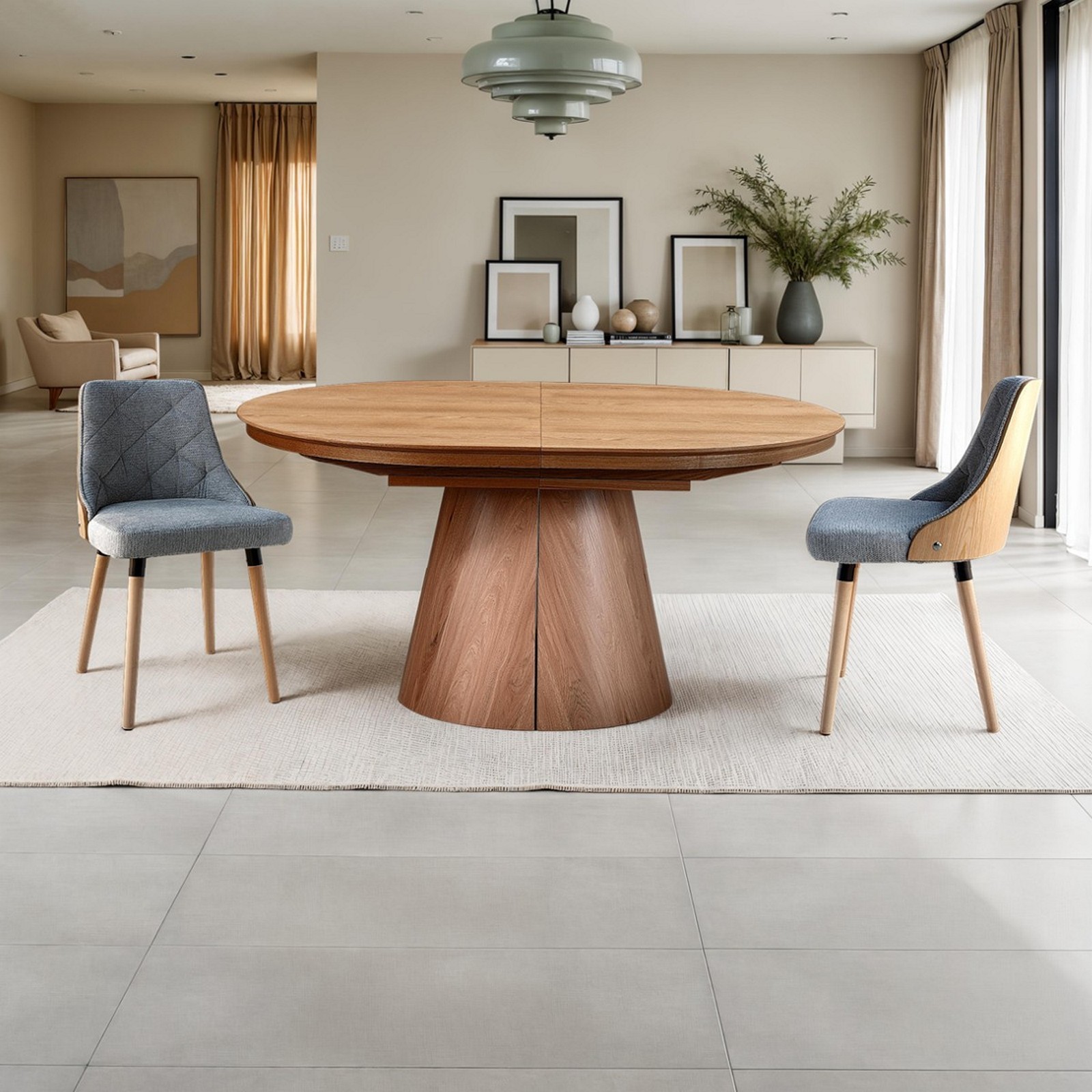 Tavolo allungabile GEORGE ROVERE piano MDF impiallacciato Rovere gamba centrale MDF Rovere H76 P110 L150/200/250