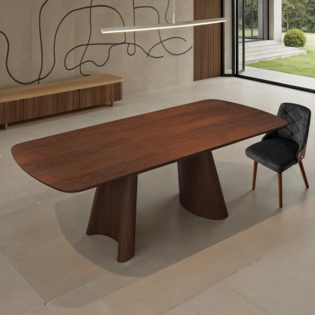 Tavolo allungabile PAUL NOCE piano MDF impiallacciato Noce gambe MDF Noce H76 P90 L160/200