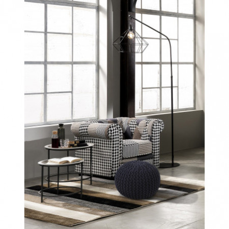 Pouf Sabine Navy 100% cotone Blu scuro, d43xh34 cm