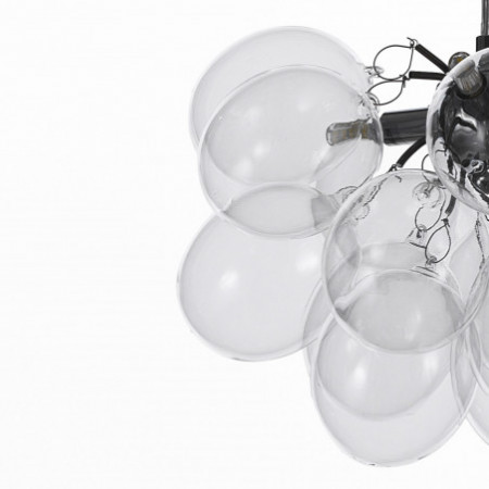 Lampadario Antares Transparent in Acciaio Cromato 17 sfere in vetro trasparente, 40x40xh25 cm