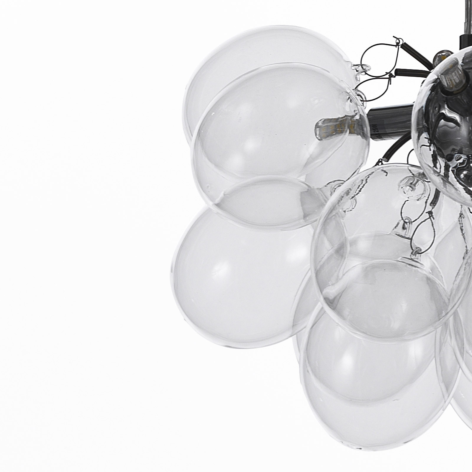 Lampadario Antares Transparent in Acciaio Cromato 17 sfere in vetro trasparente, 40x40xh25 cm