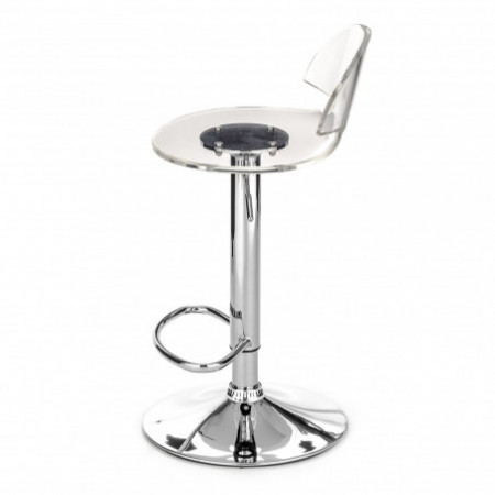 Sgabello Bar regolabile Stefanie Trasparente in Acrilico e metallo cromato, 40x41xh56/76
