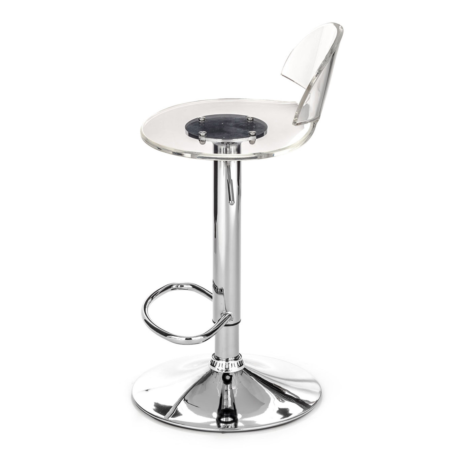 Sgabello Bar regolabile Stefanie Trasparente in Acrilico e metallo cromato, 40x41xh56/76