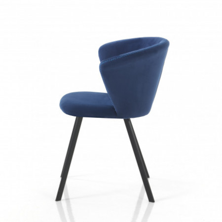 Sedia imbottita Aida Blue in microfibra effetto velluto Blu e metallo Nero opaco, 62x56xh79 cm