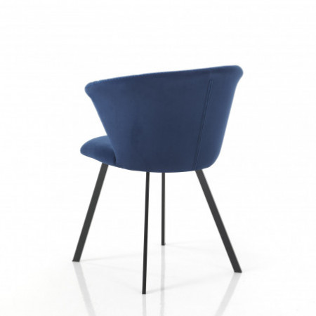 Sedia imbottita Aida Blue in microfibra effetto velluto Blu e metallo Nero opaco, 62x56xh79 cm