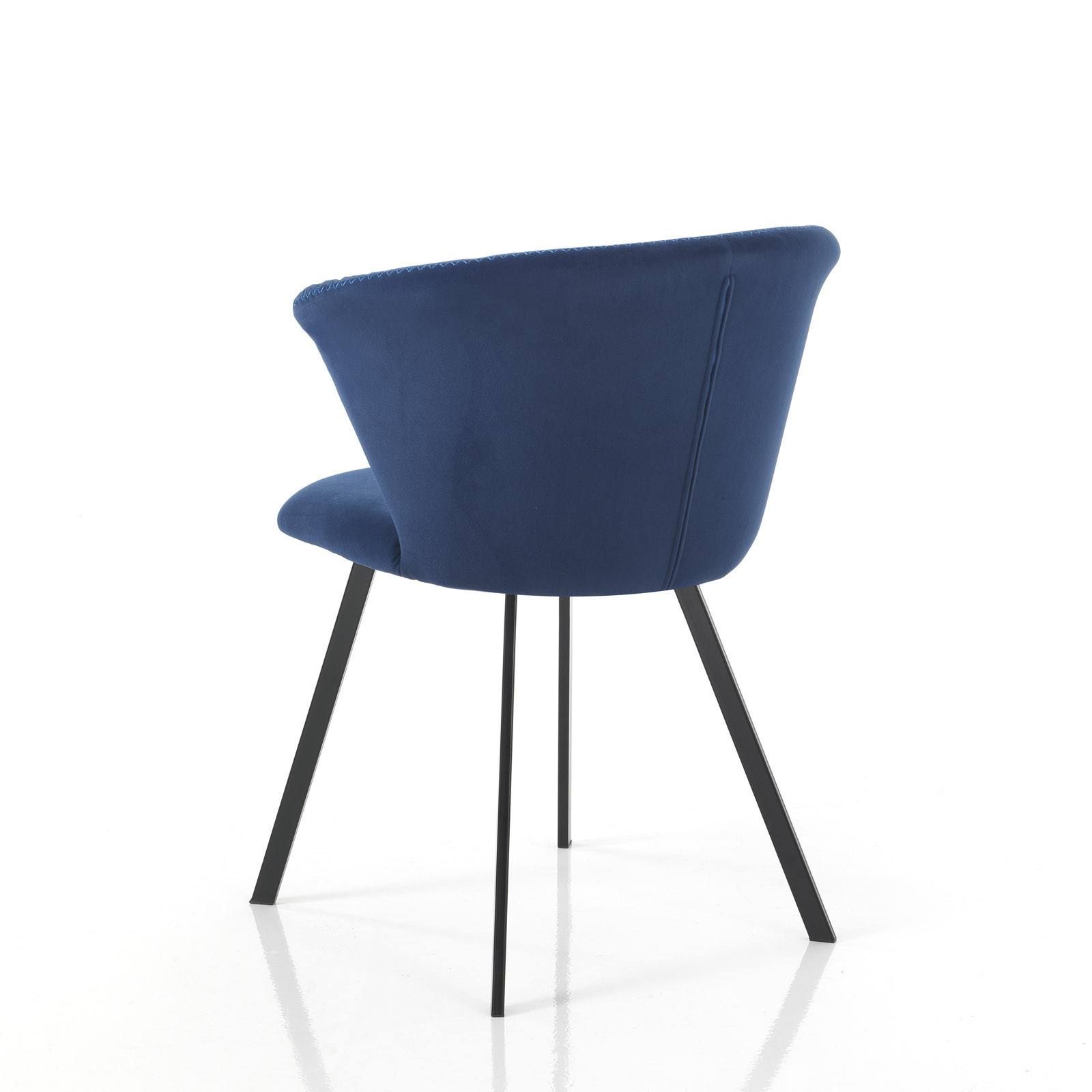 Sedia imbottita Aida Blue in microfibra effetto velluto Blu e metallo Nero opaco, 62x56xh79 cm