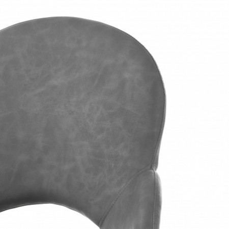 Sedia imbottita Brigit Old Grey in pelle sintetica con effetto invecchiato Grigia e metallo Nero opaco, 57x64xh88 cm