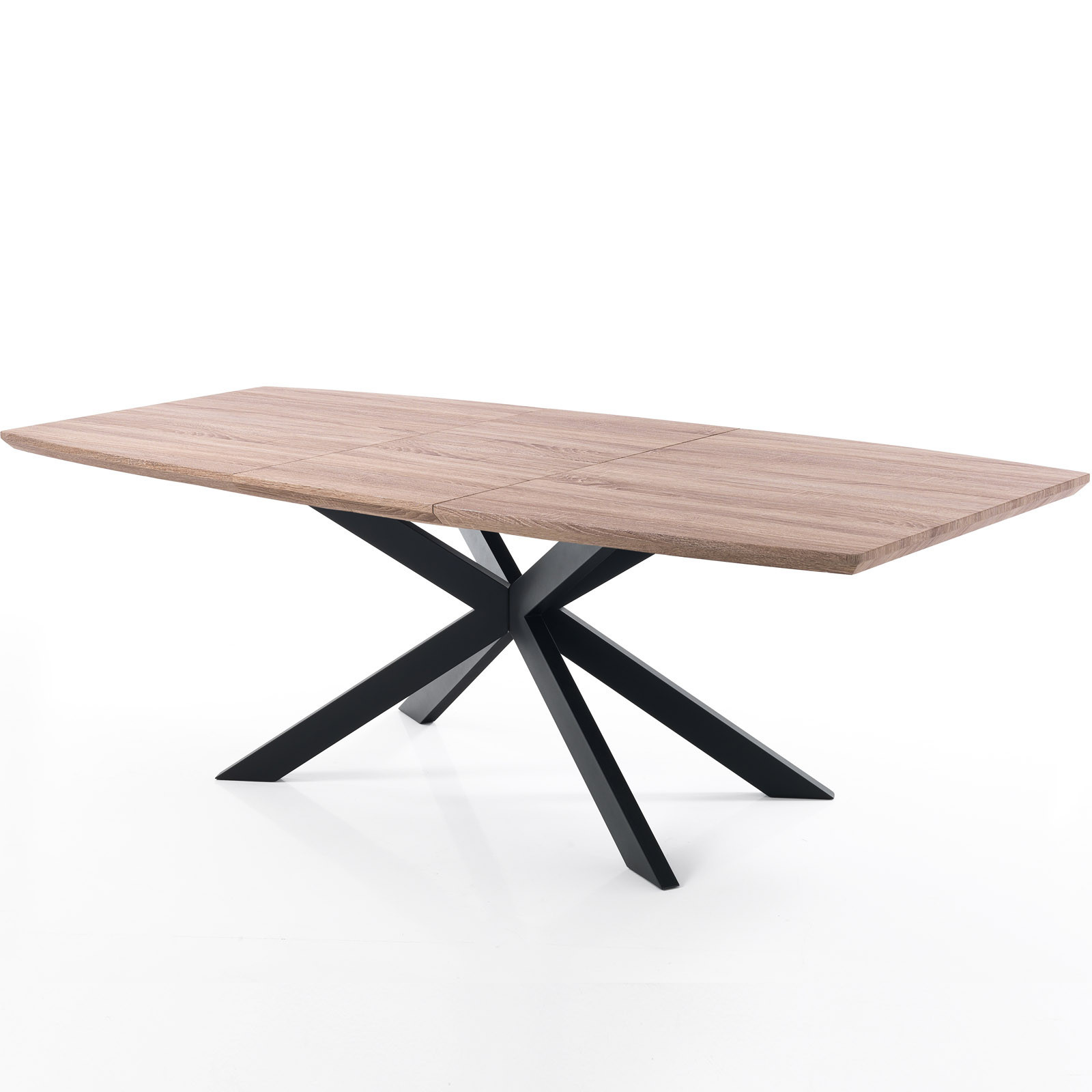 Tavolo Allungabile in legno Jose Oak Top in MDF finitura Rovere e Gambe in metallo Nero opaco, 160-210 x 90 cm