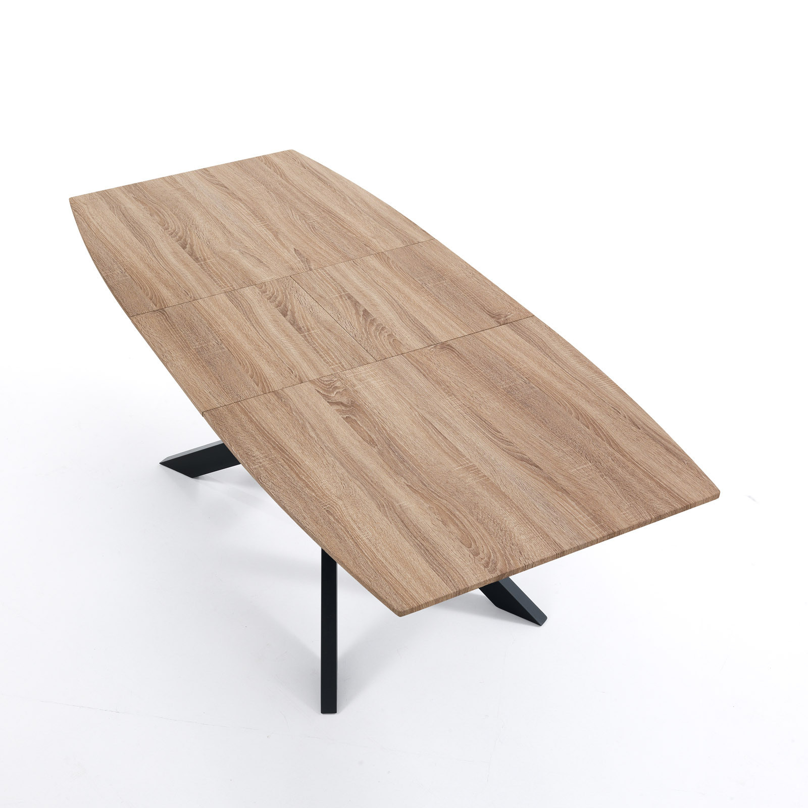 Tavolo Allungabile in legno Jose Oak Top in MDF finitura Rovere e Gambe in metallo Nero opaco, 160-210 x 90 cm