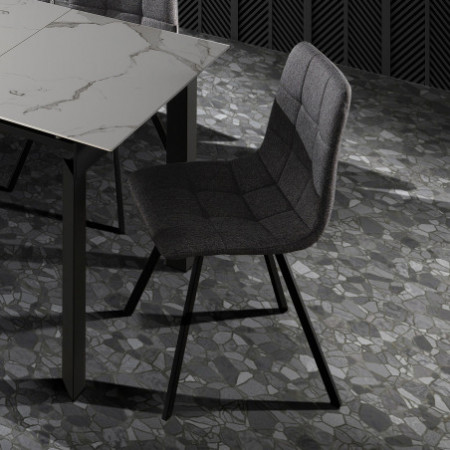 Sedia Imbottita New Unity Anthracite in tessuto Antracite e acciaio Nero opaco, 46x56xh85 cm