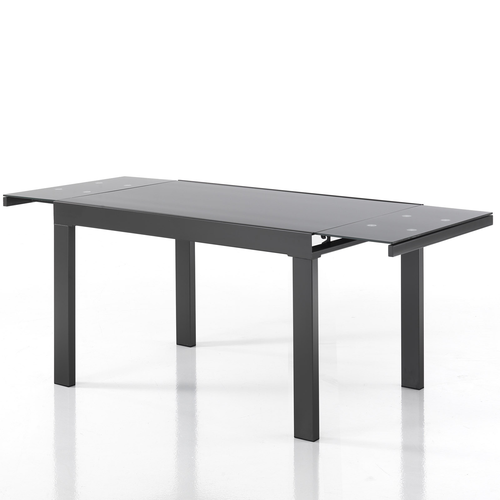 Tavolo Allungabile Hektor Grey in Vetro temprato Grigio e acciaio Grigio opaco, 120-180x80 cm