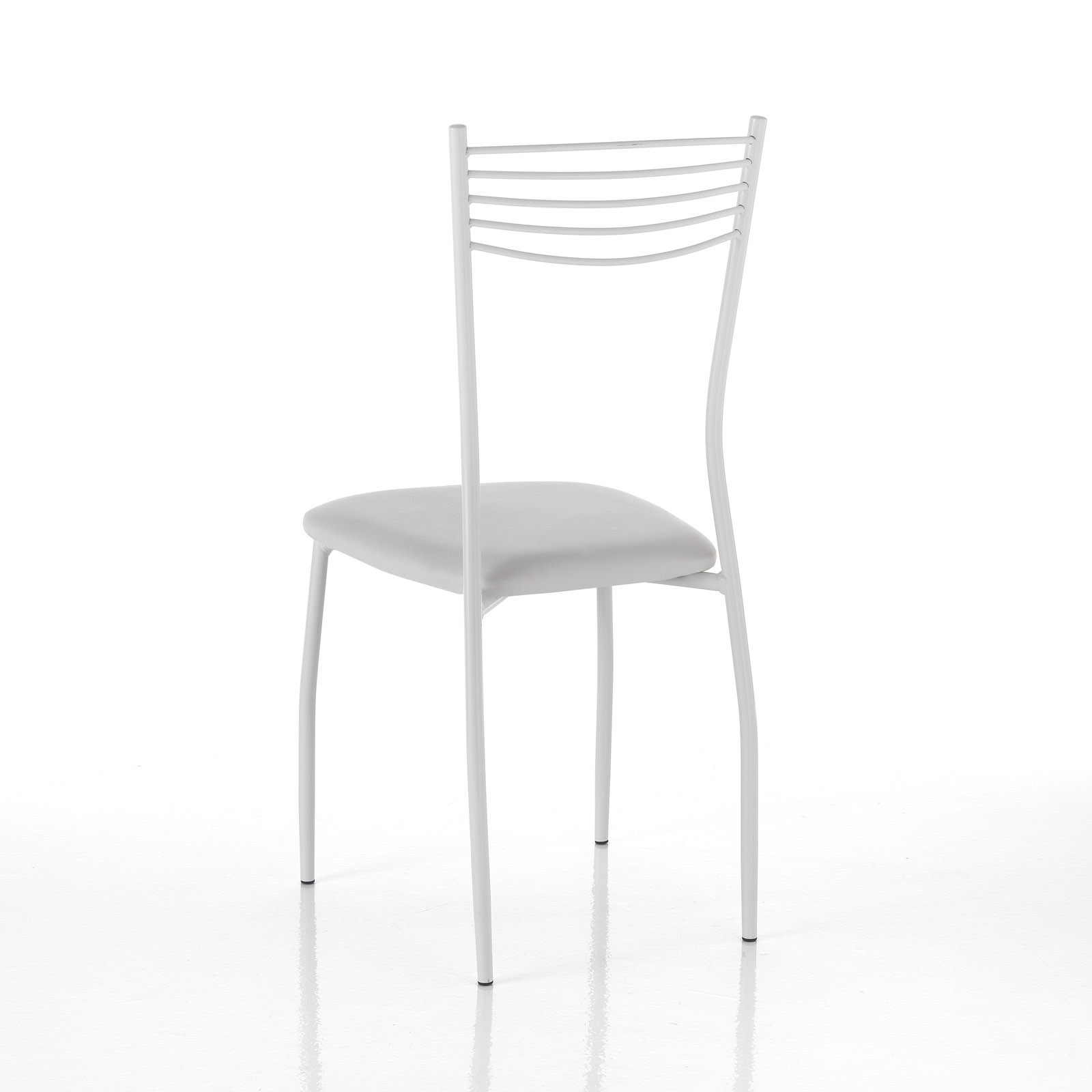 Sedia Agape White in pelle sintetica Bianca e acciaio Bianco semilucido, 40x47xh88 cm