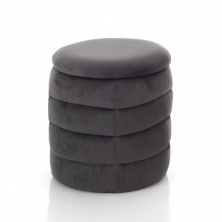 Pouf contenitore Poggiapiedi Vega Grey in pelle sintetica Grigio Coper