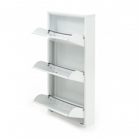 Scarpiera a parete 3/A Fox White 3 ante in metallo Bianco goffrato, 50x13.5xh103 cm