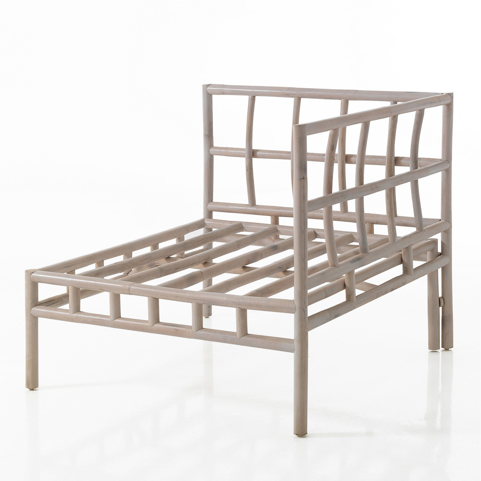 Basamento Angolare Fedra in Rattan Sbiancato per 1 elemento Kamar, 80x80xh70 cm
