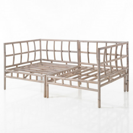 Basamento Angolare Fedra in Rattan Sbiancato per 1 elemento Kamar, 80x80xh70 cm
