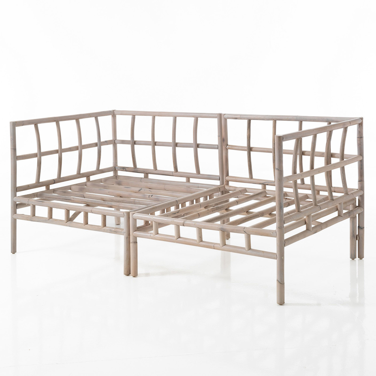 Basamento Angolare Fedra in Rattan Sbiancato per 1 elemento Kamar, 80x80xh70 cm