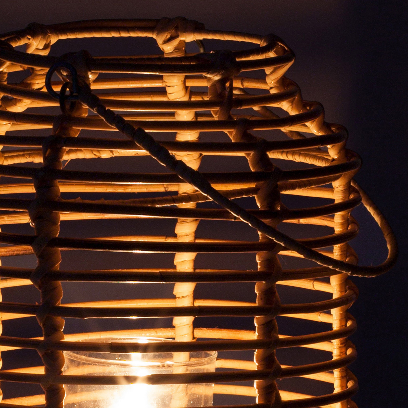 Lanterna Mimmo Medium in Rattan colore naturale e vetro, d28xh37 cm