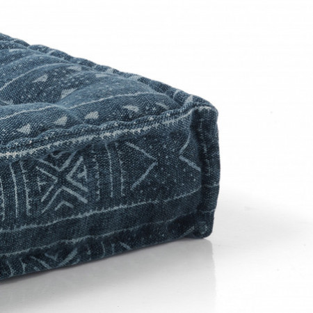 Pouf Cuscino Quadrato Kamar Blue rivestimento Cotone 100% Blu, 80x80xh20 cm