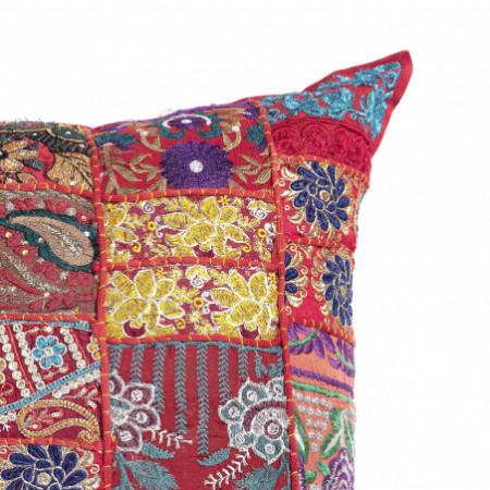 Cuscino Kamar Red Patch Cotone 100% patchwork Rosso, 52x52 cm