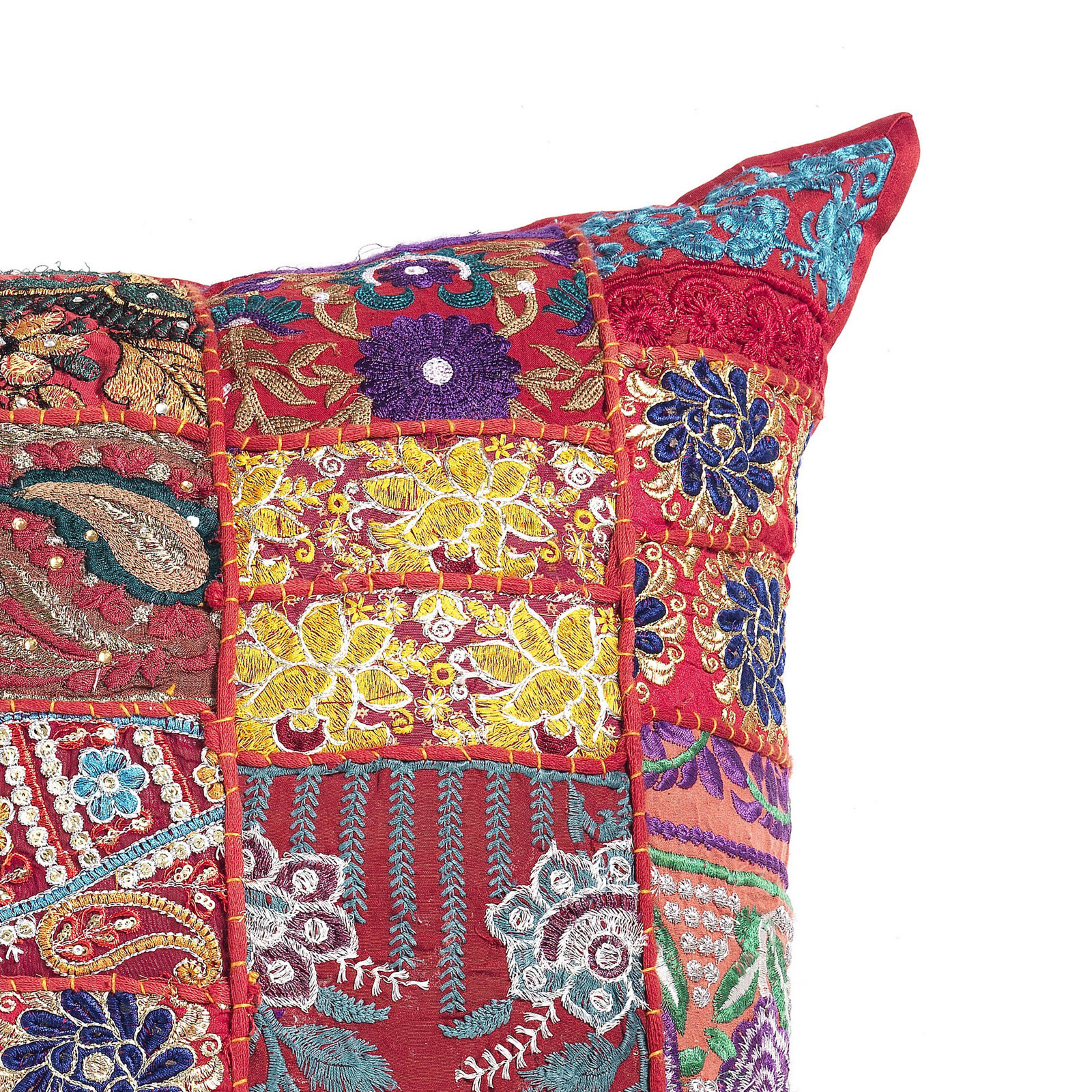 Cuscino Kamar Red Patch Cotone 100% patchwork Rosso, 52x52 cm