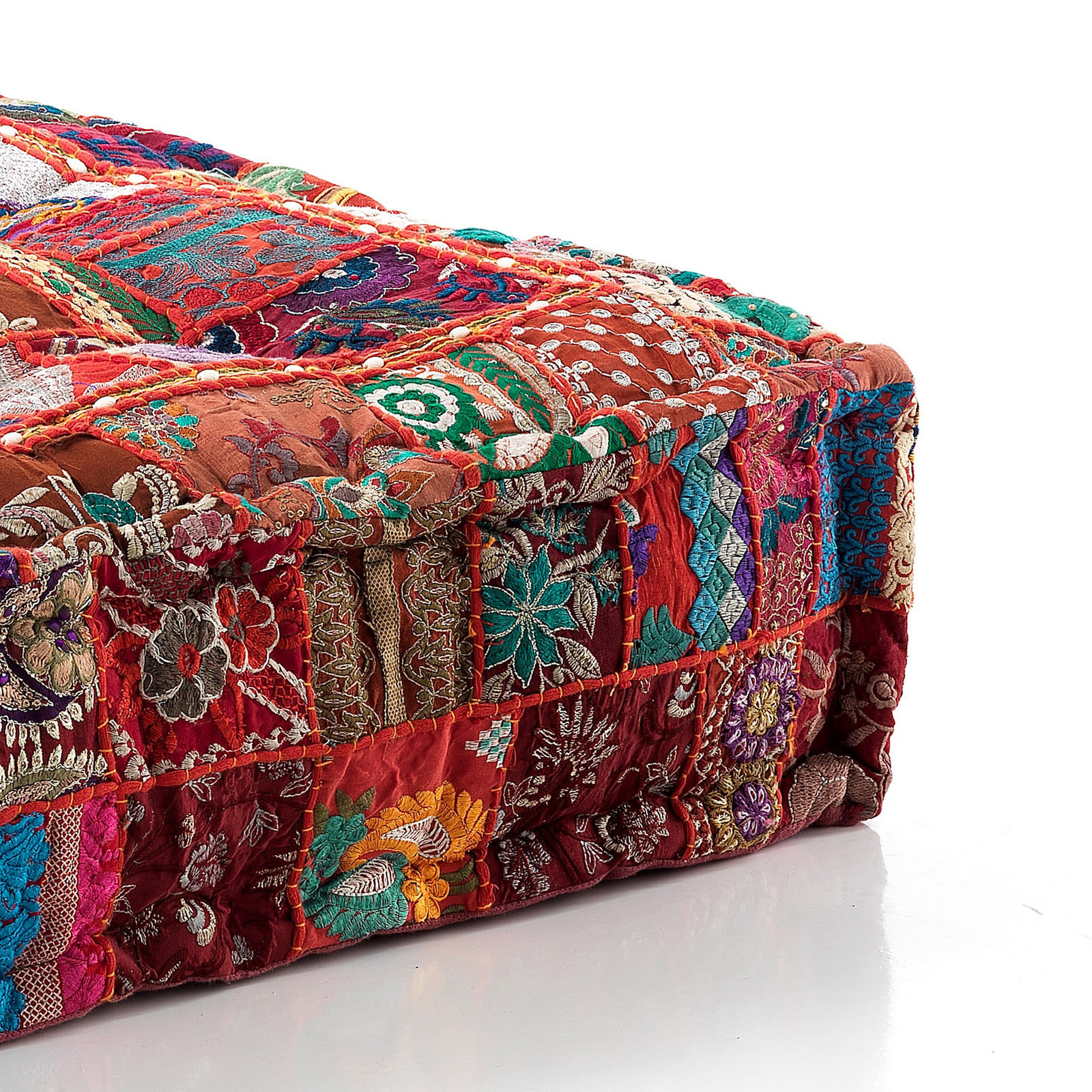 Pouf Cuscino Quadrato Kamar Red Patch rivestimento Cotone 100% L.80 x P.80 x H.20 cm