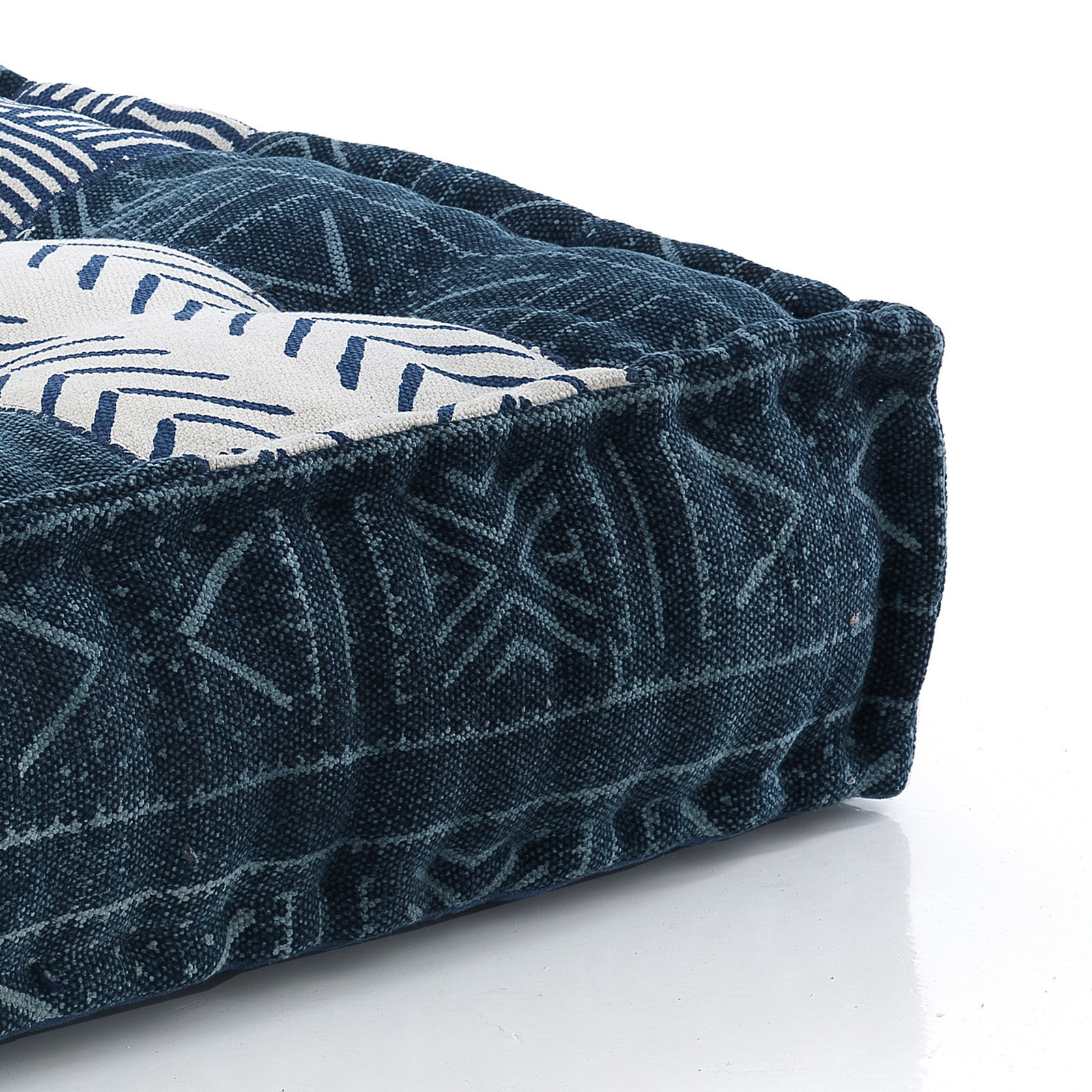 Pouf Cuscino Quadrato Kamar Blue/Beige rivestimento Cotone 100%, 80x80xh20 cm